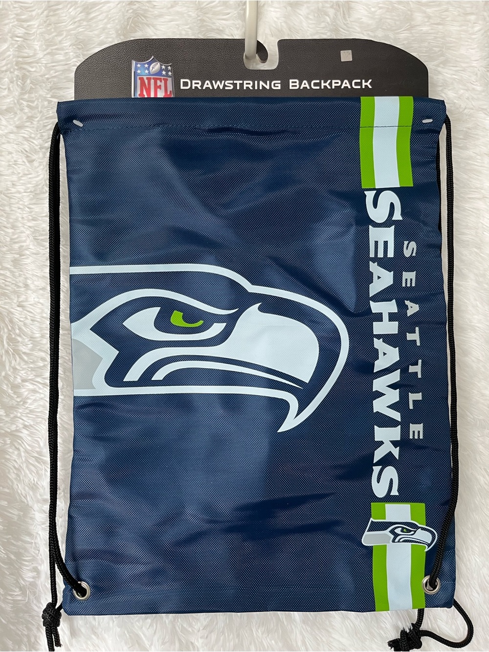 NFL Seattle Seahawks Navy and Green Drawstring Backpack